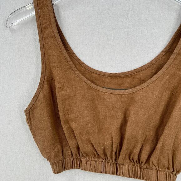 ENZA COSTA Linen Crop Tank Bra Top Womens XS Brown Layering Minimal Revolve NEW - Picture 5 of 13